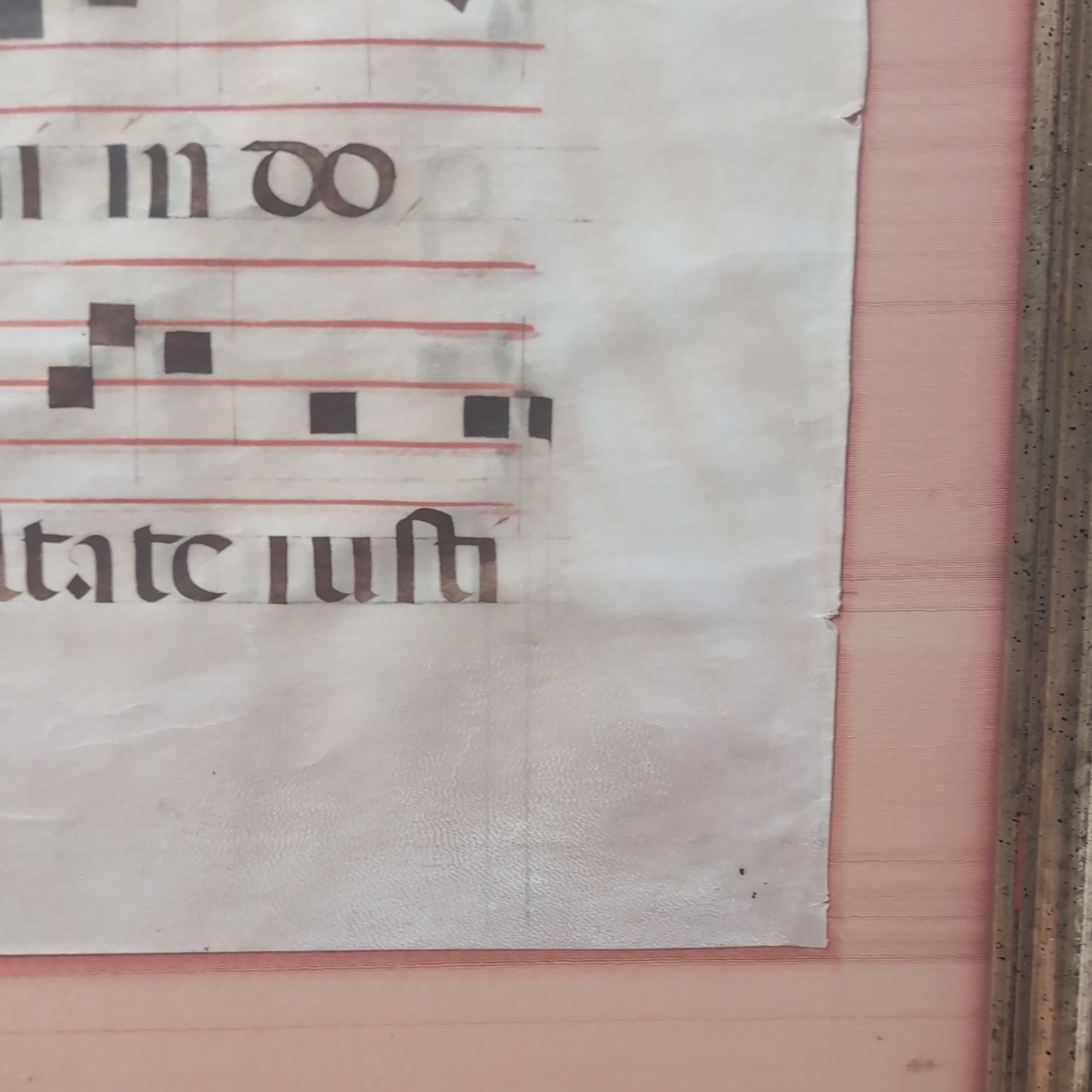 Circa 1600’s Framed Vellum Antiphonal Illuminated Manuscript- Double Sided