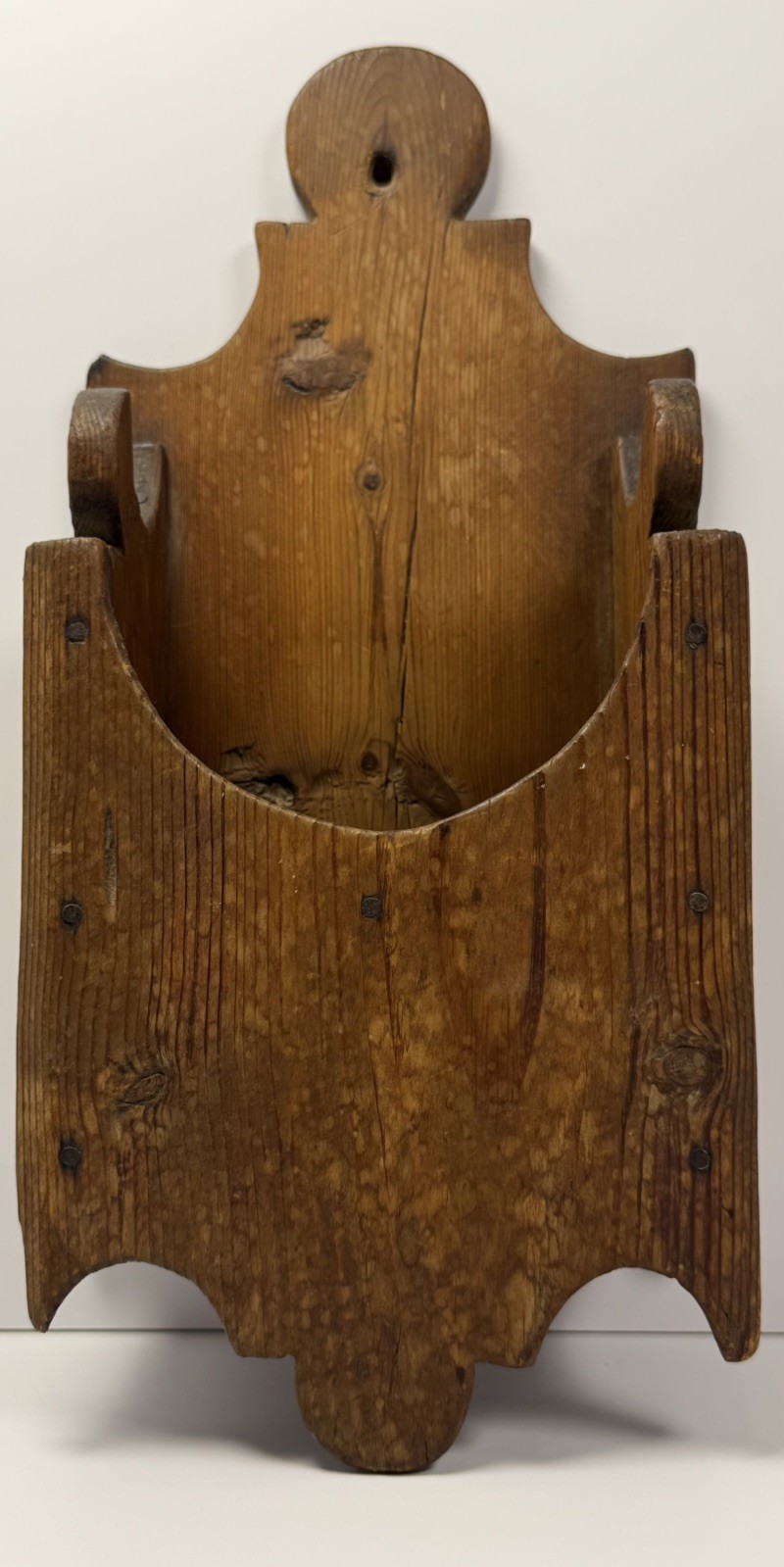 Antique Primitive Hanging Wall Box Candle Spoon Utility Wooden Holder Folk Art