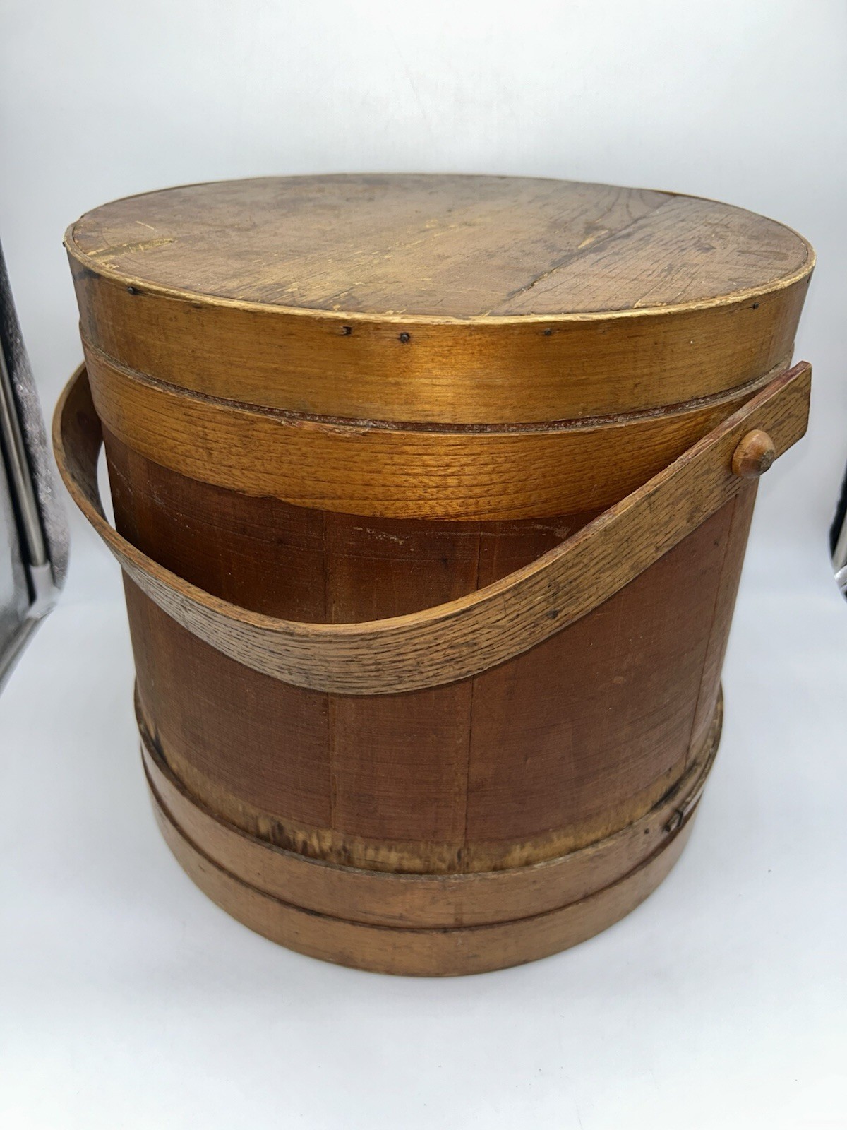 Vintage Primitive Mercantile Store BEANS Firkin Sugar Bucket Lid & Swing Handle