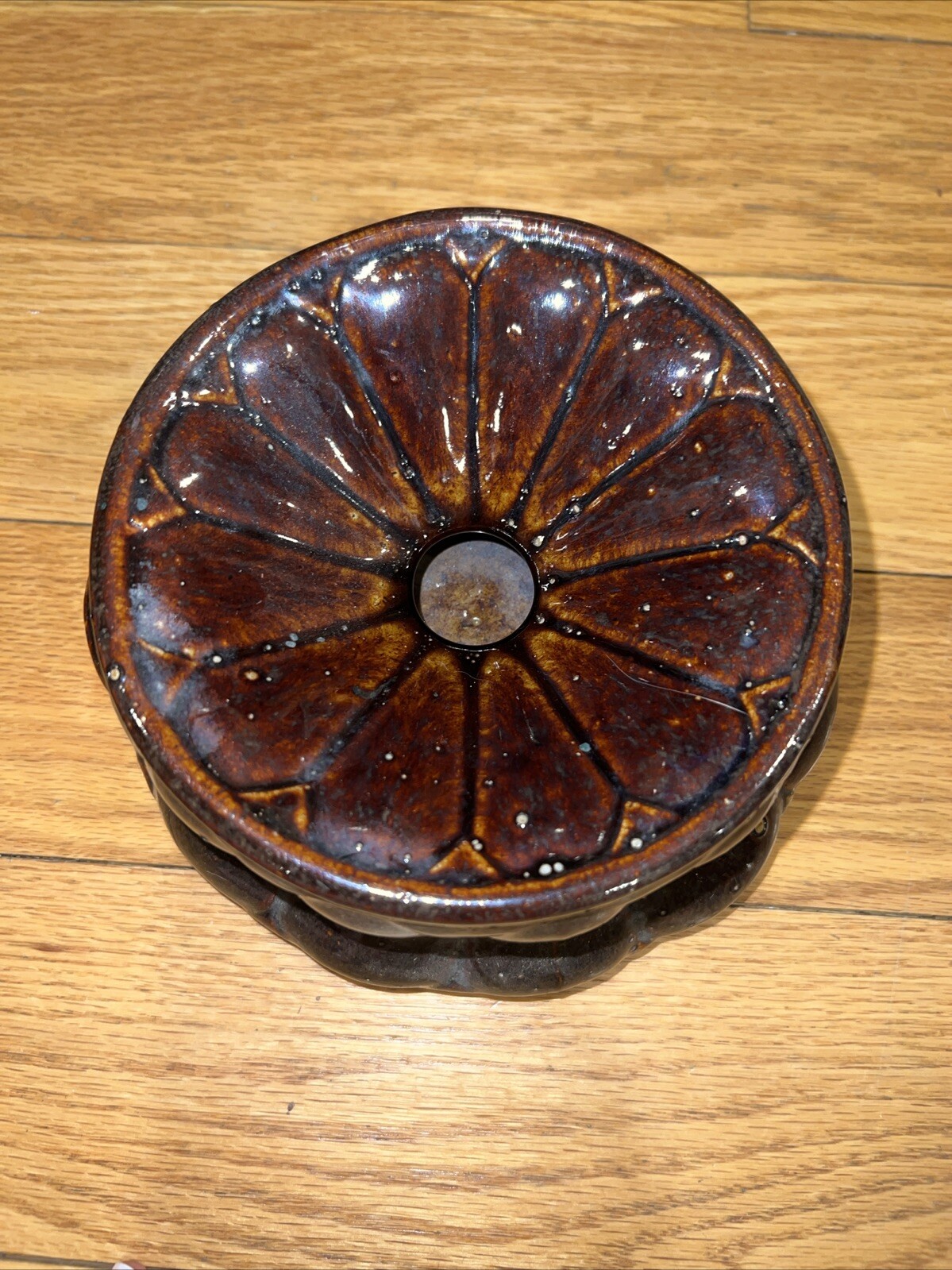 Antique American Redware Earthenware Spittoon Glazed Pottery Americana Tobacco