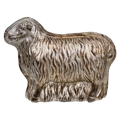 New Primitive SHEEP MOLD SILVER FINISH Resin 5.75″H x7.5″W x2.5″D NON WORKING