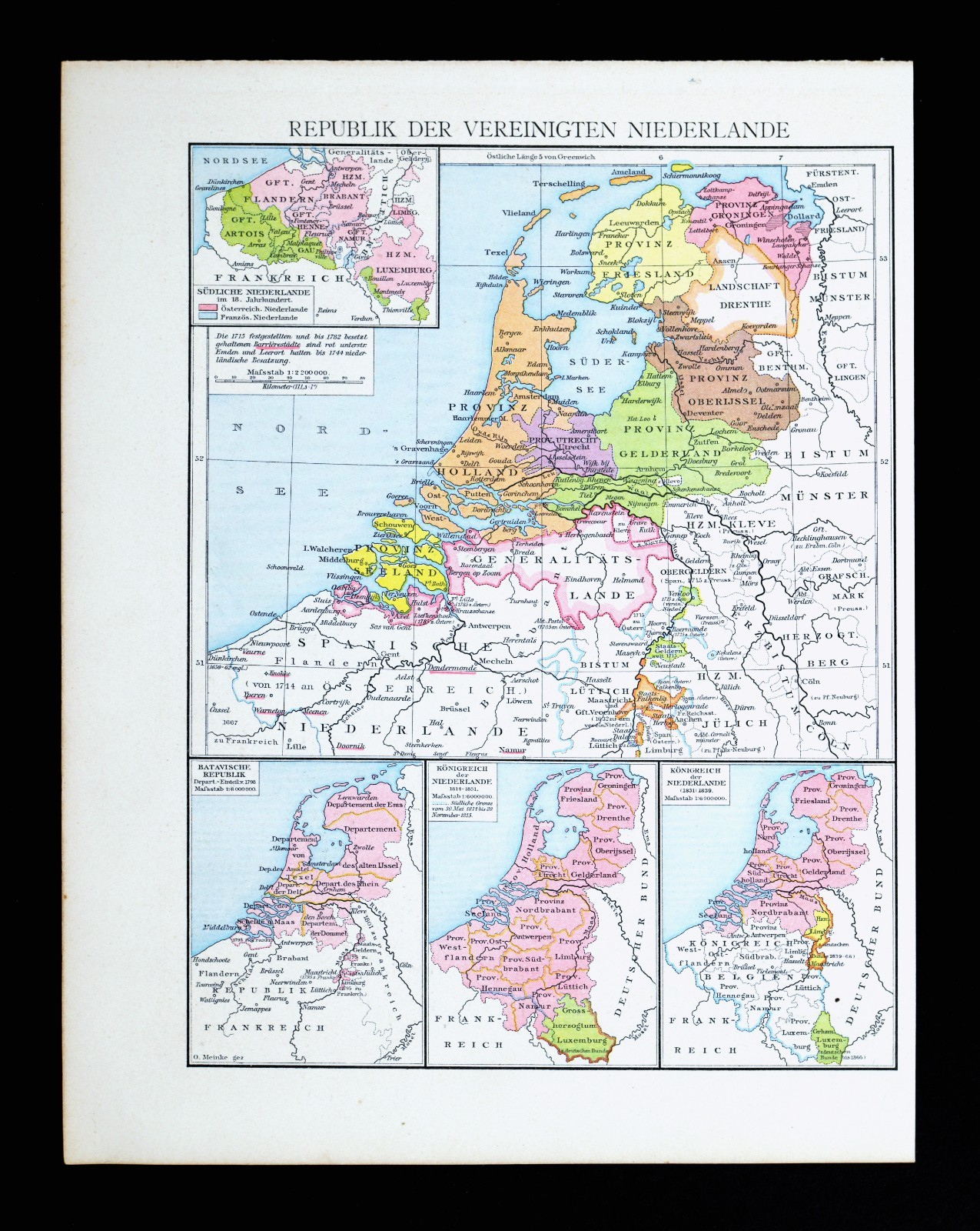 1886 Droysens History Map United Netherlands Republic Holland Belgium Amsterdam