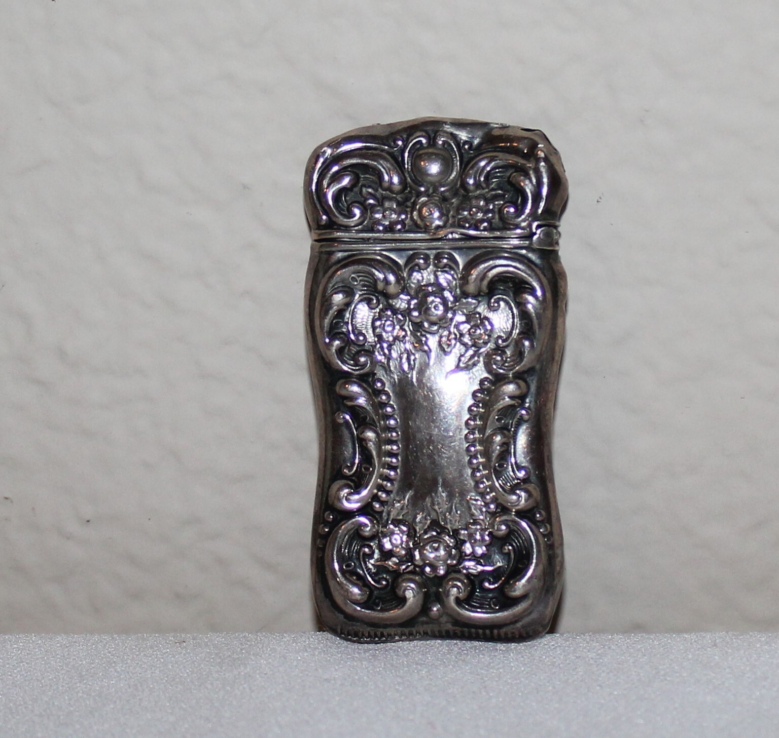 Antique Victorian Vesta Match Safe Sterling Silver Hinged Box Art Nouveau
