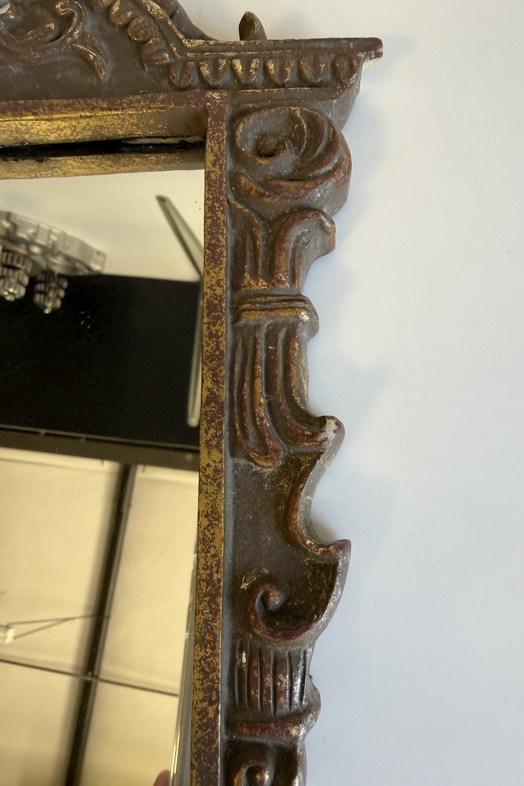 Vintage 1970’s Ornate Gold Baroque Style Wall Mirror-Faux Gold Resin Composite