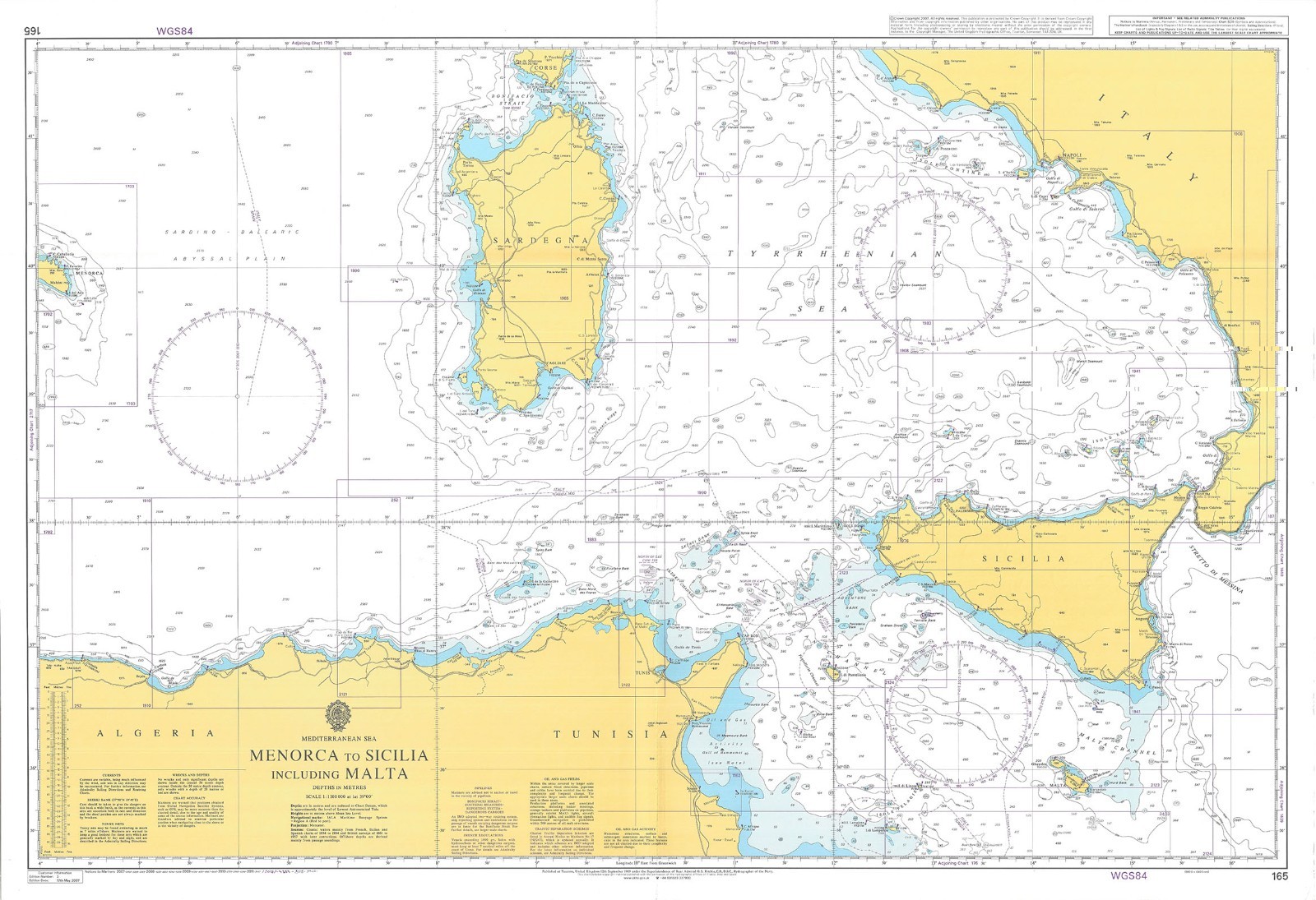 165 Menorca Sicilia Malta Mediterranean Sea Chart Map Maritime Marine Admiralty