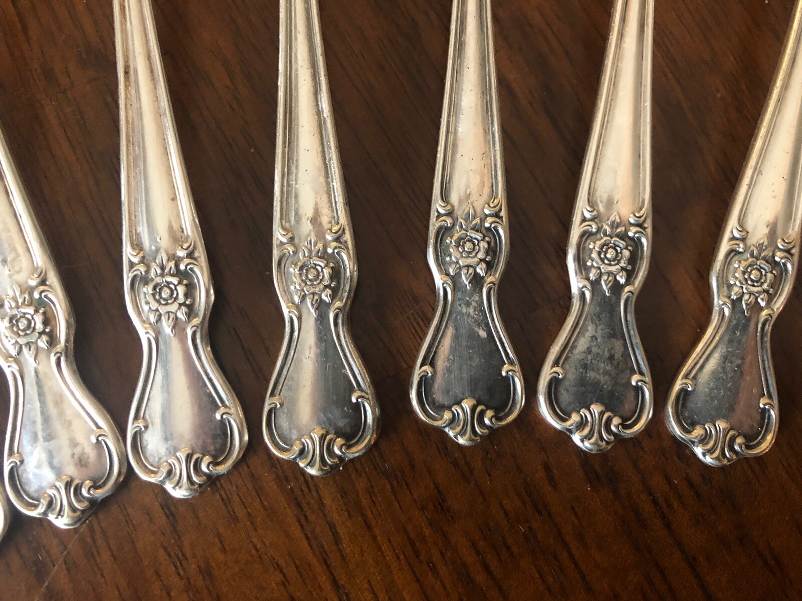 Vintage Old Company Plate SIGNATURE ROSE Iced Tea Spoon – NO MONOGRAM – Set Of 8