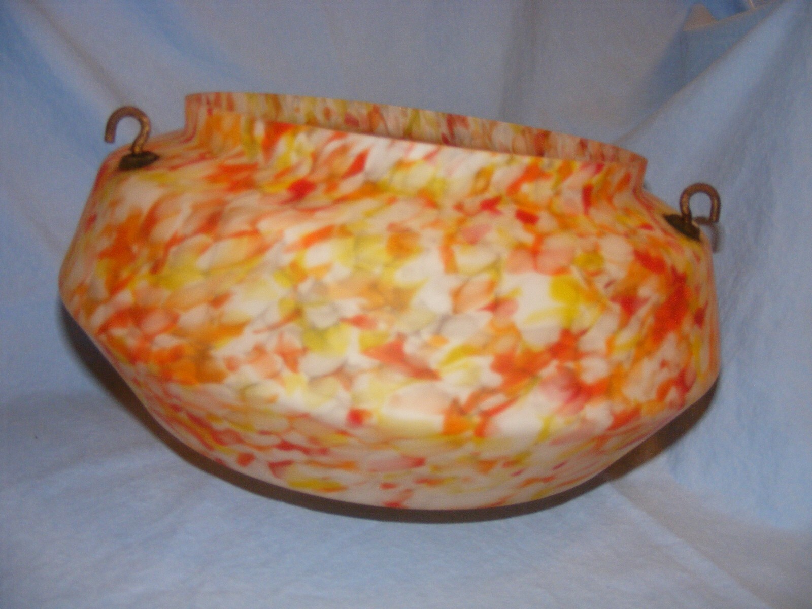 Art Deco 1930s Ceiling Plaffonier Flycatcher Bowl Light Pendant Shade Orange Red