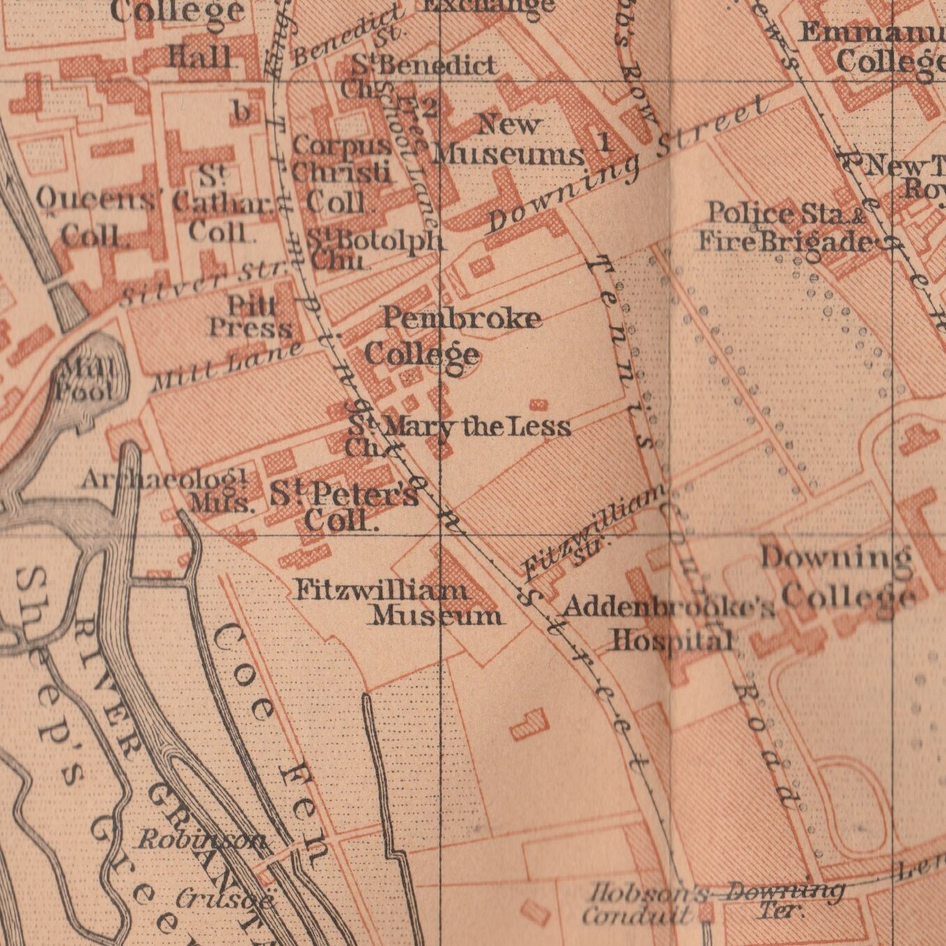 CAMBRIDGE 1901 England Great Britain ORIGINAL Map Plan Trinity College