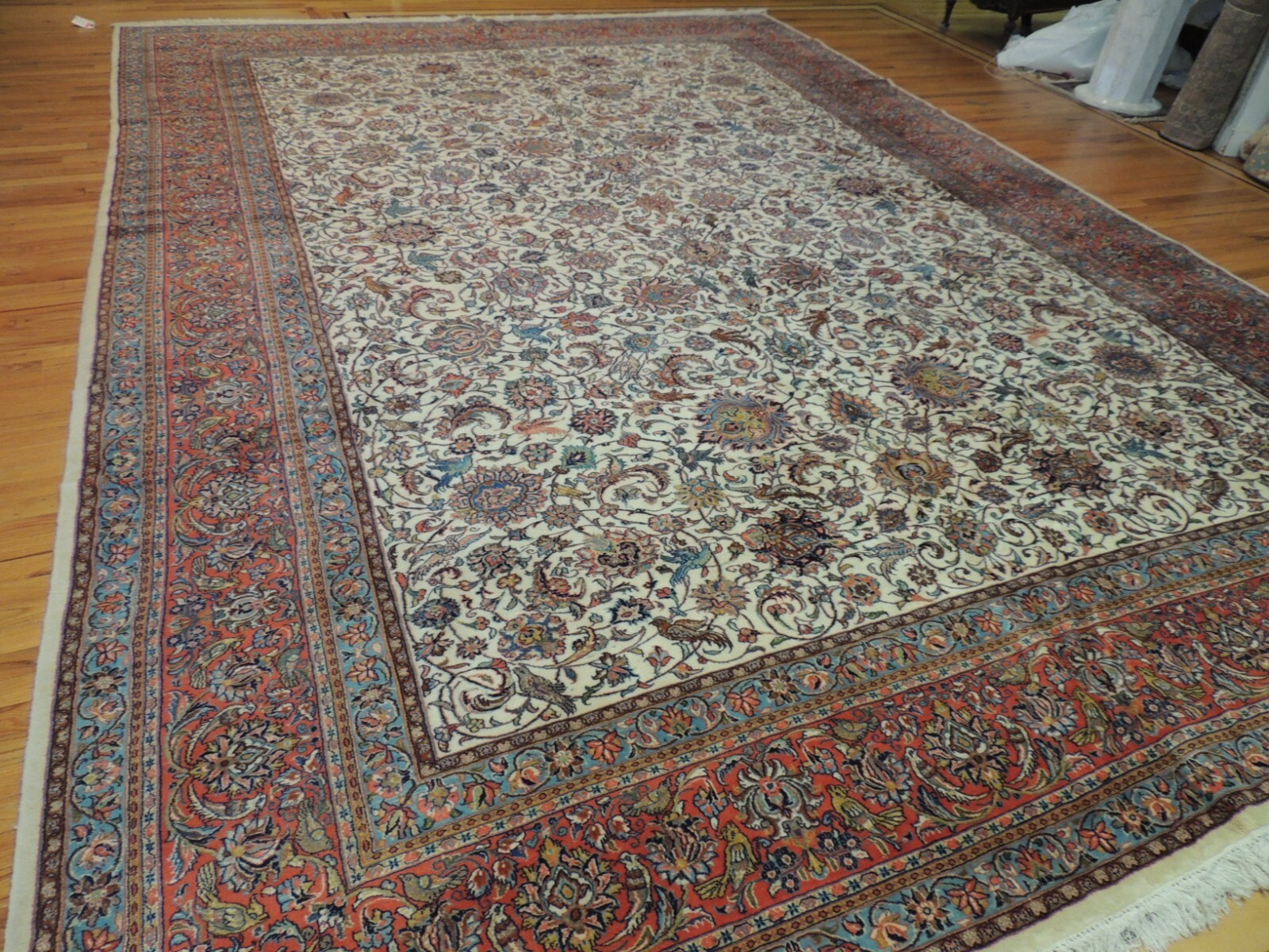 11×16 10×14 RARE size Sarough Sarouk Oriental Area Rug blue rust/red birds