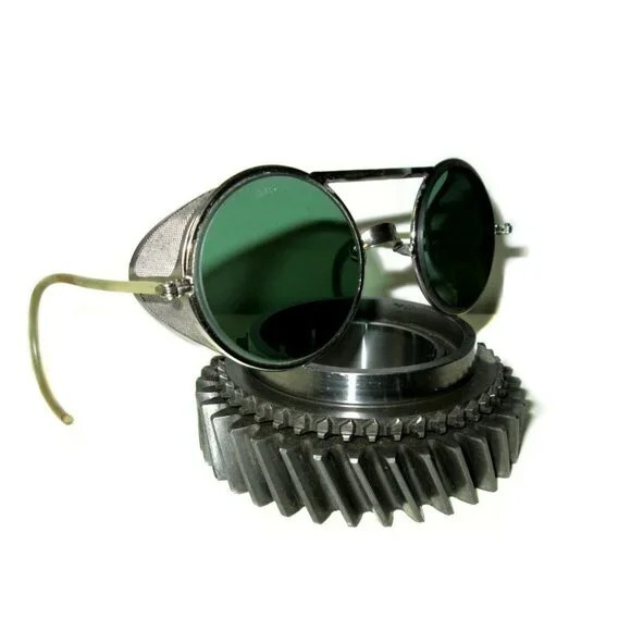 Antique Green Willson Sunglasses Goggles Old Vtg Steampunk Safety Glasses