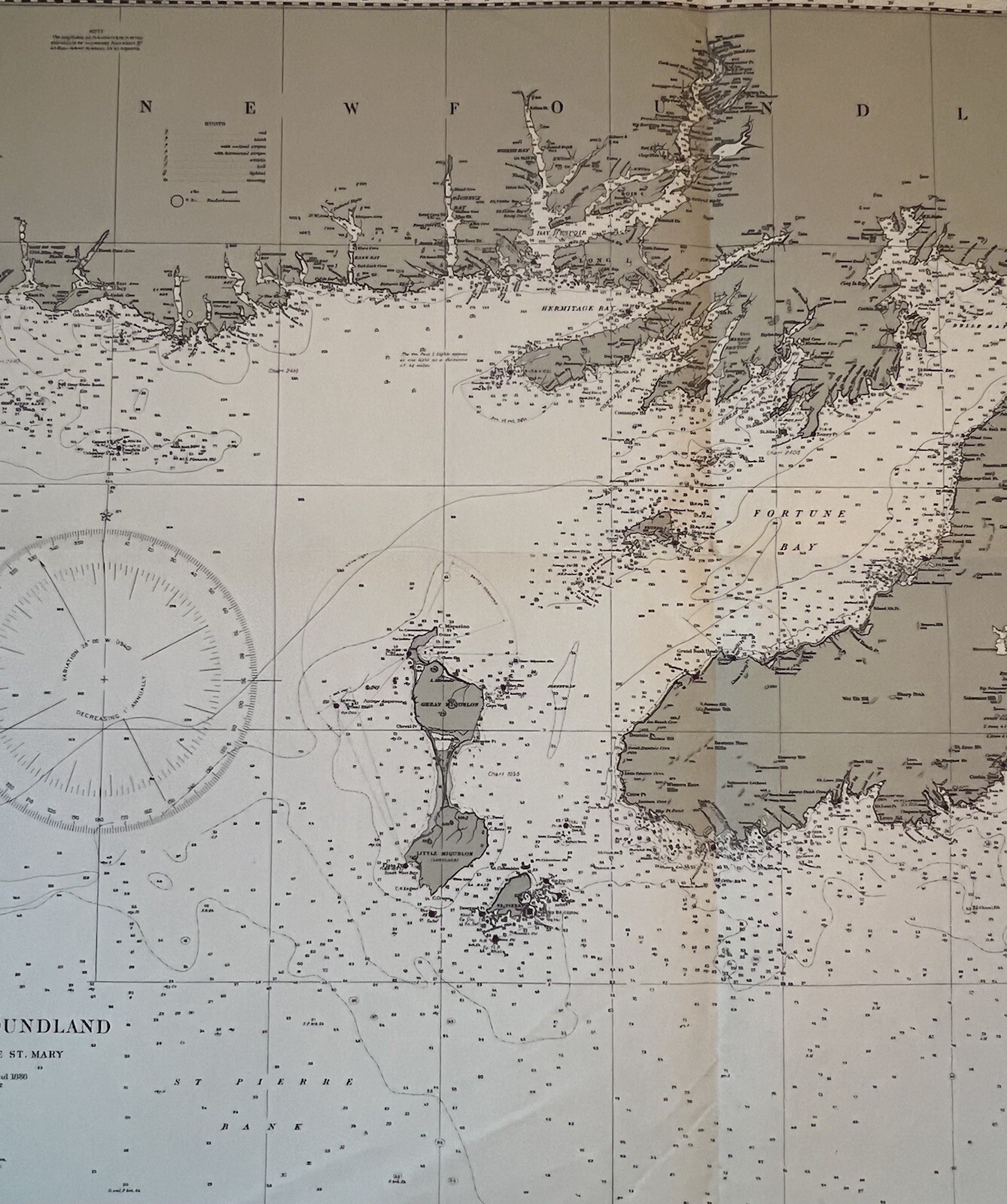 Original 1950s Nautical Chart Map,South Coast Newfoundland,Burgeo Islands,Canada