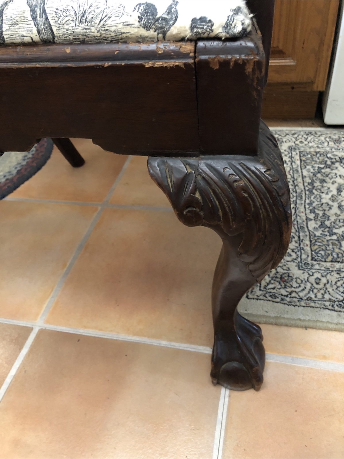 Antique 19th Century Chippendale Dining Knuckle Arm Chair