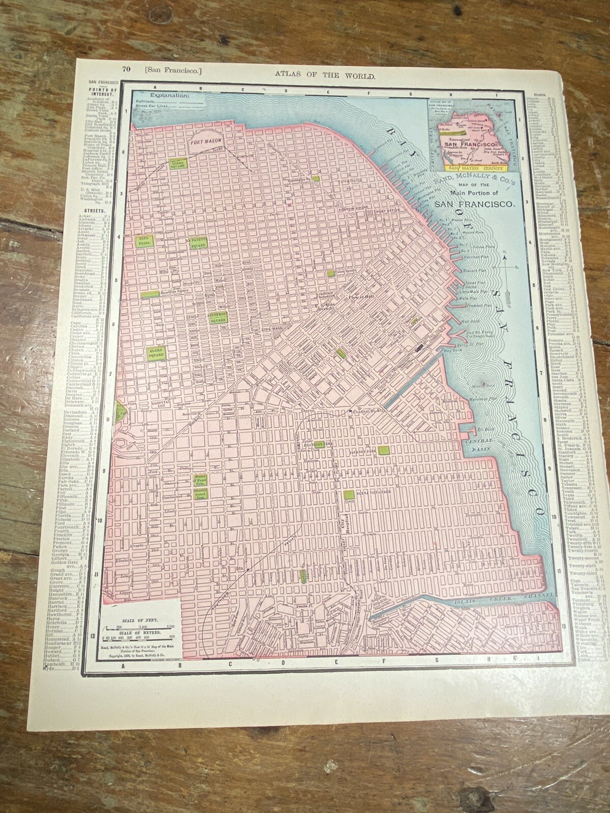 1895 Map SAN FRANCISCO, Fisherman’s PIER, U.S. Mint ~ CALIFORNIA on Reverse