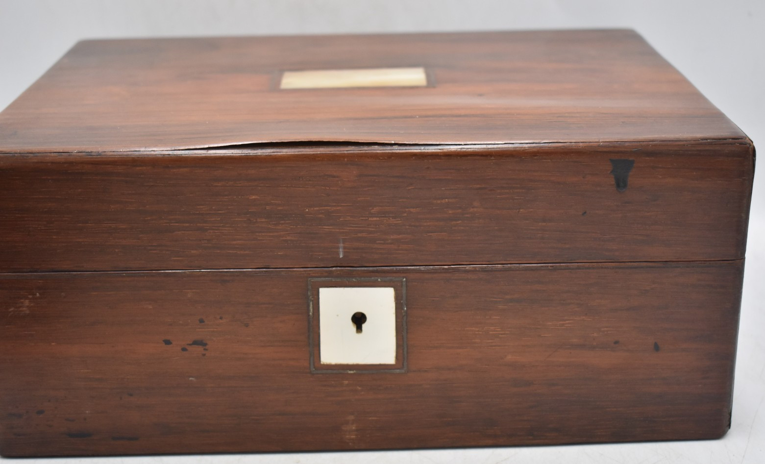 Antique Victorian Rosewood Jewellery Box Mother of Pearl Inlay 28cm Collectable
