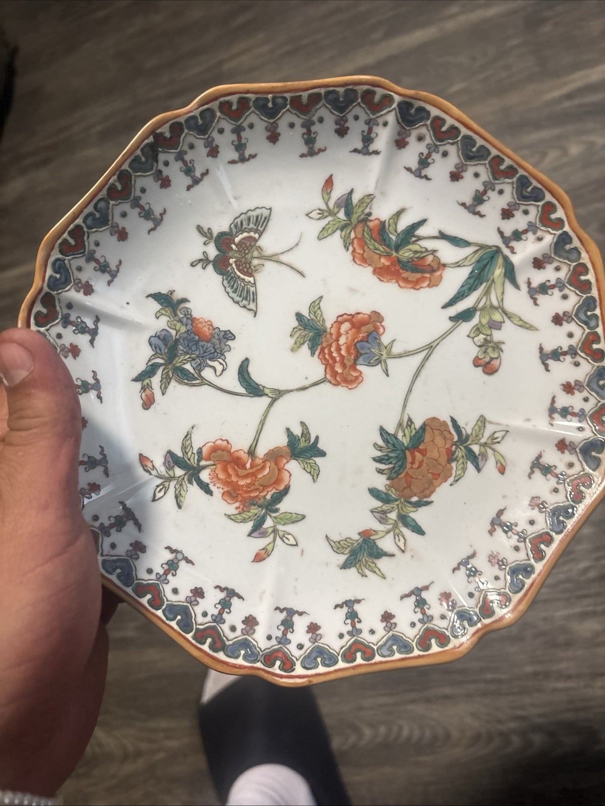 Japanese Porcelain Plates Antique Hand-Painted Floral Design 8.5inch