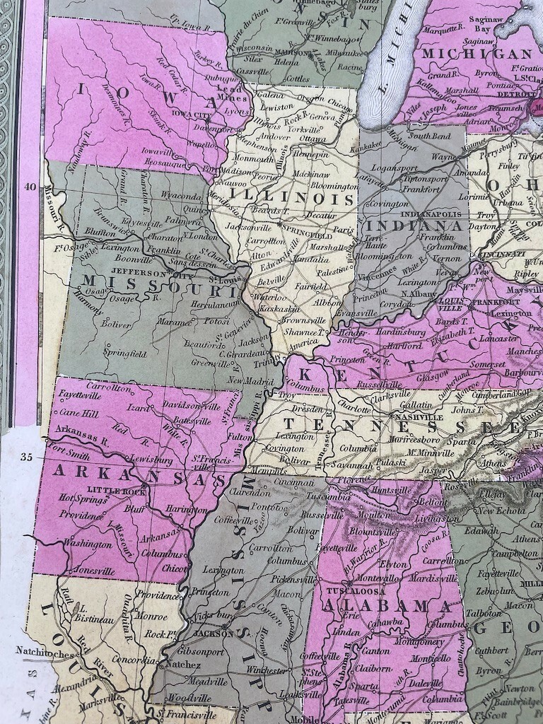 AUTHENTIC MAP OF THE EASTERN UNITED STATES MAP – 1847 – SPECIAL PRICING!