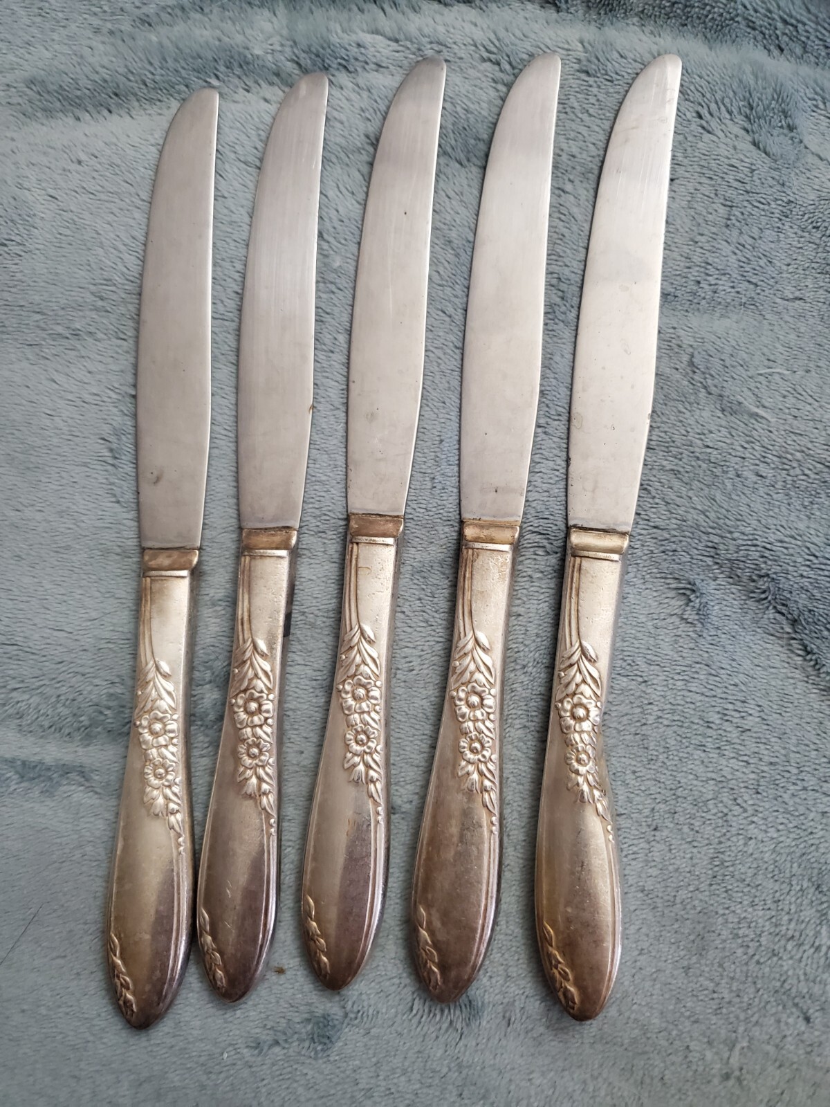 Wm A Rogers Oneida Sectional Silverware Knives Country Lane (Lot of 5)