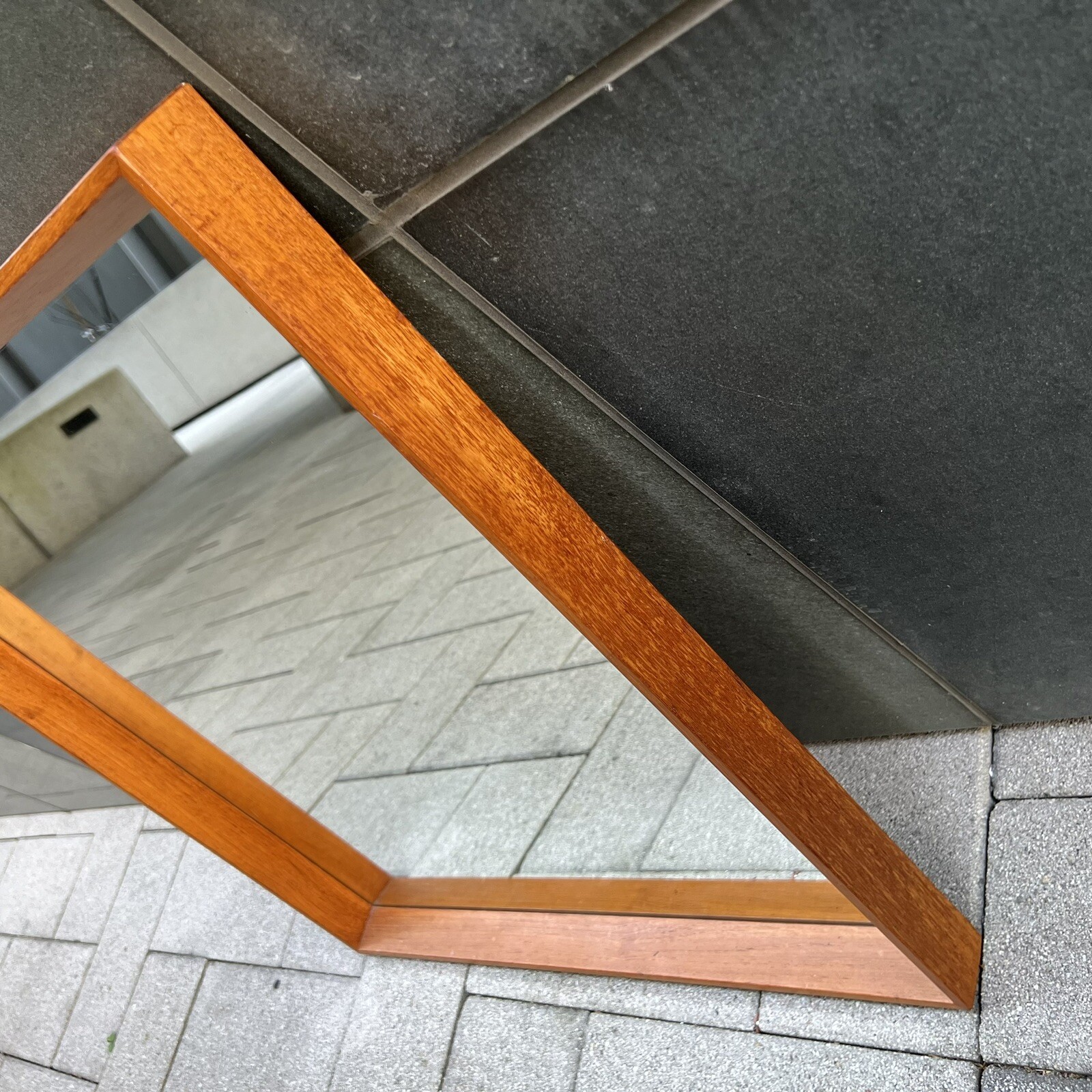 PEDERSEN & HANSEN Square Teak Mirror Danish Modern MCM 1960s 23.5″ x 23.5″