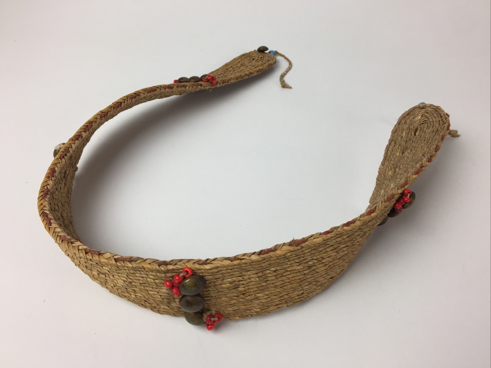 African Woven Glass and Metal Beaded Sash Belt