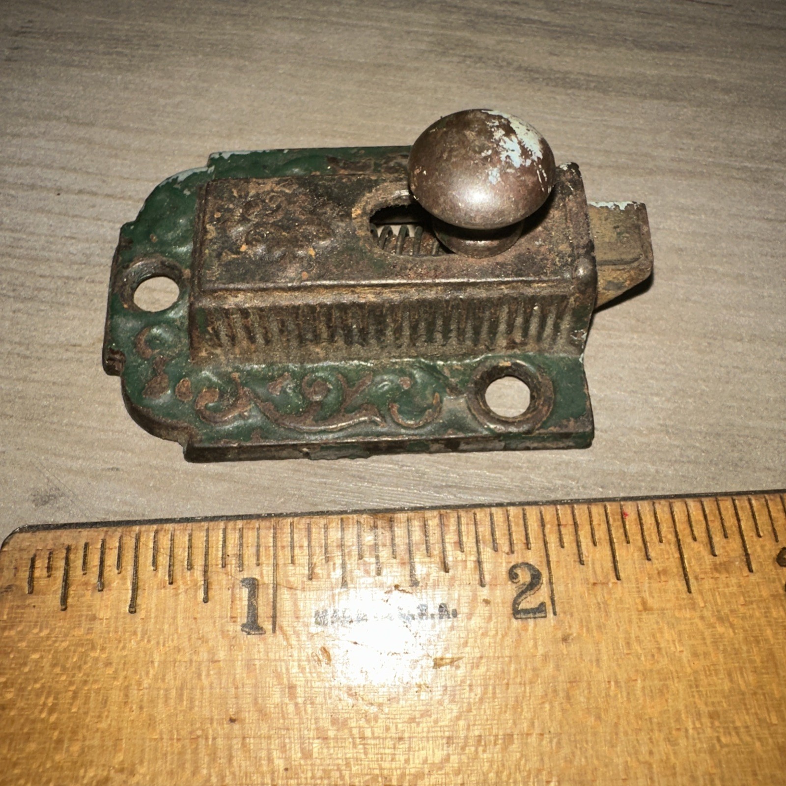 Cabinet Latch Cast Iron Brass Eastlake Hardware Cupboard Lock no catch 1871!