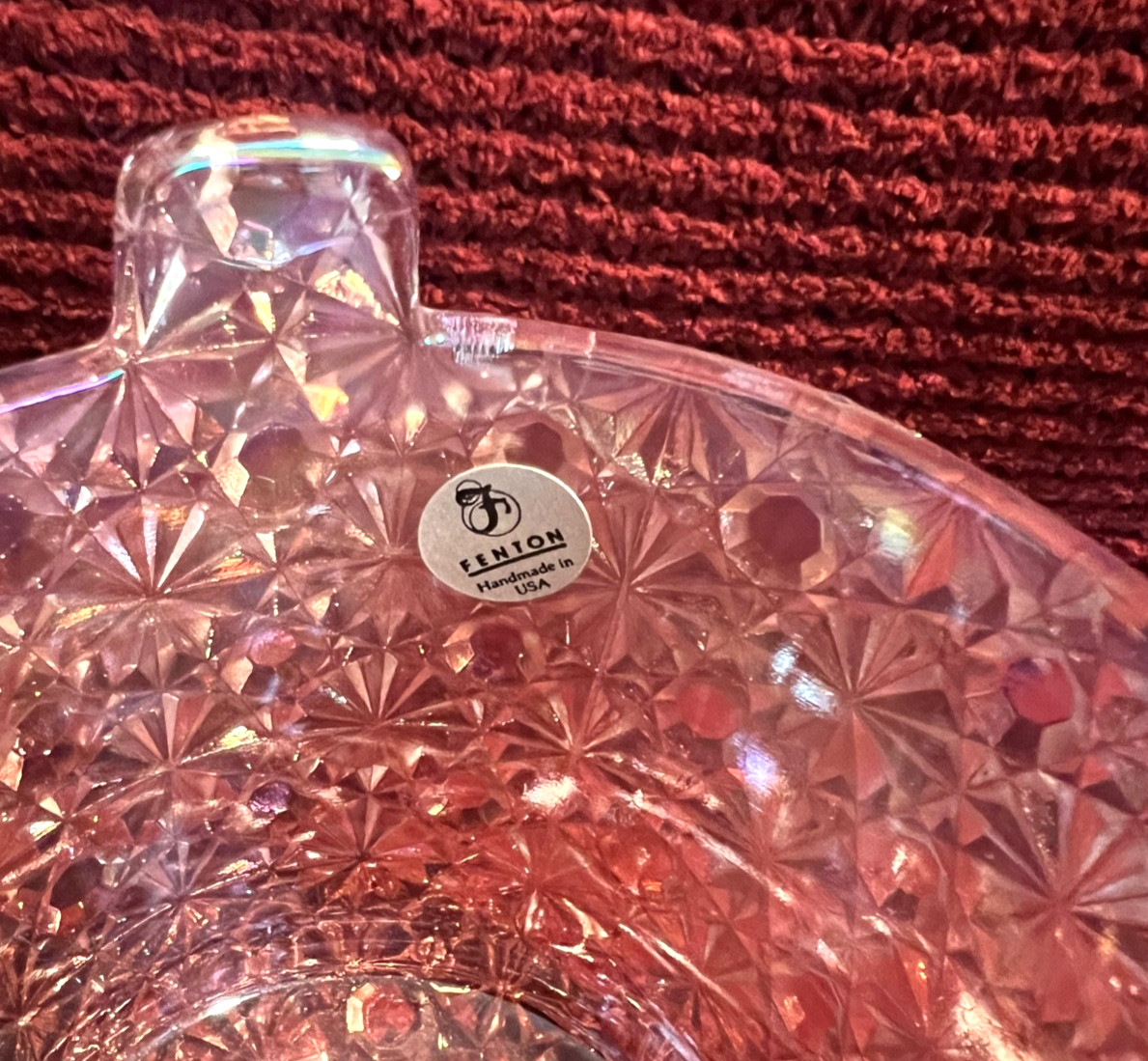 Vintage FENTON Pink Glass Jar with Lid Sugar or Jam Bowl Vanity Dresser Jar