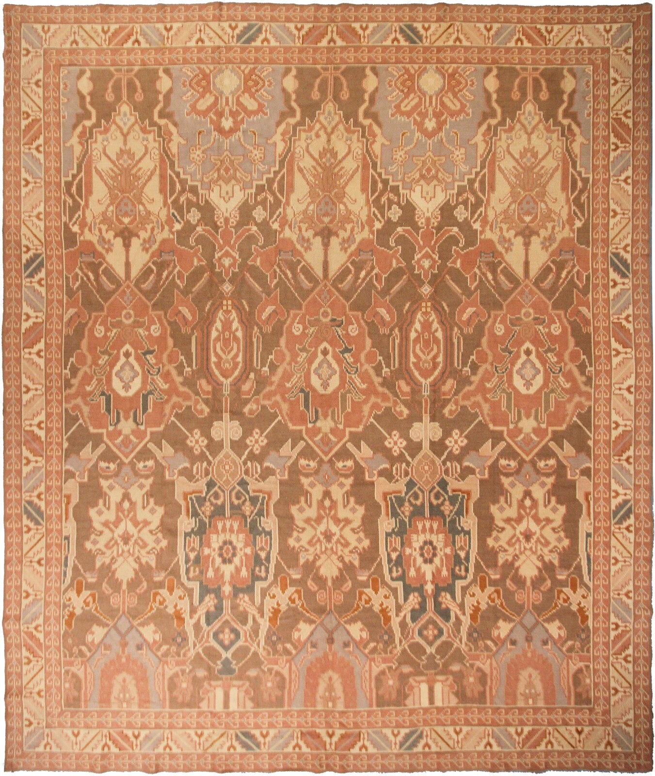 11×13 Vintage French Art Deco Flatwoven Art Nouveau Area Rug 346cm x 401cm