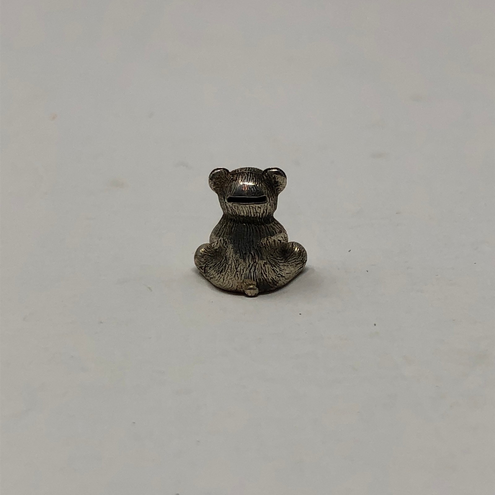 Miniature Sterling Silver Pete Acquisto Teddy Bear Bank Doll House Artisan