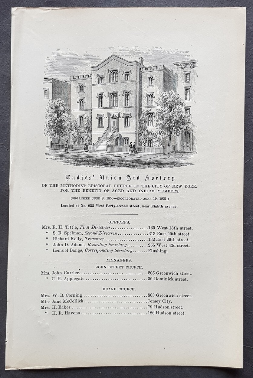 1869 Valentine Antique Print Ladies Union Aid 42nd St near 8th ave New York City