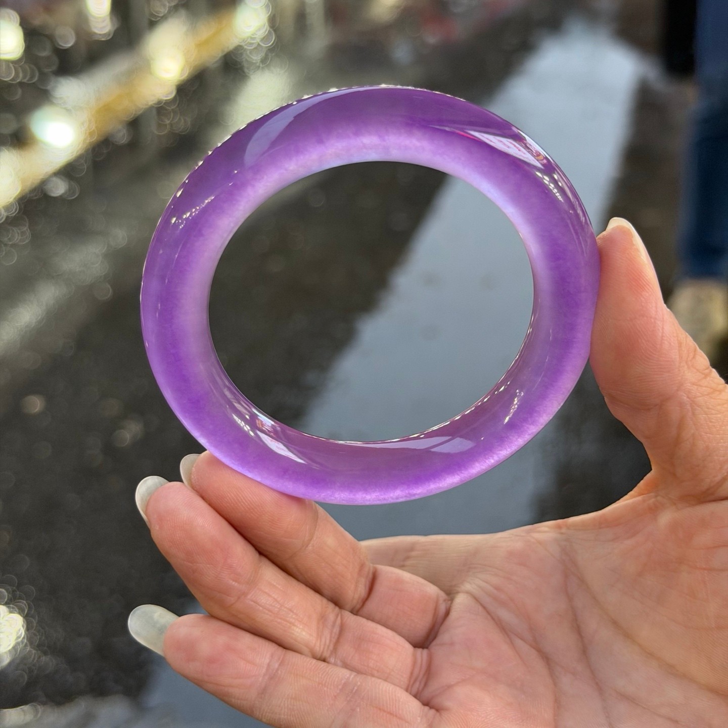Real Natural Ice Myanmar Purple Jade jadeite bracelets bangle 53MM