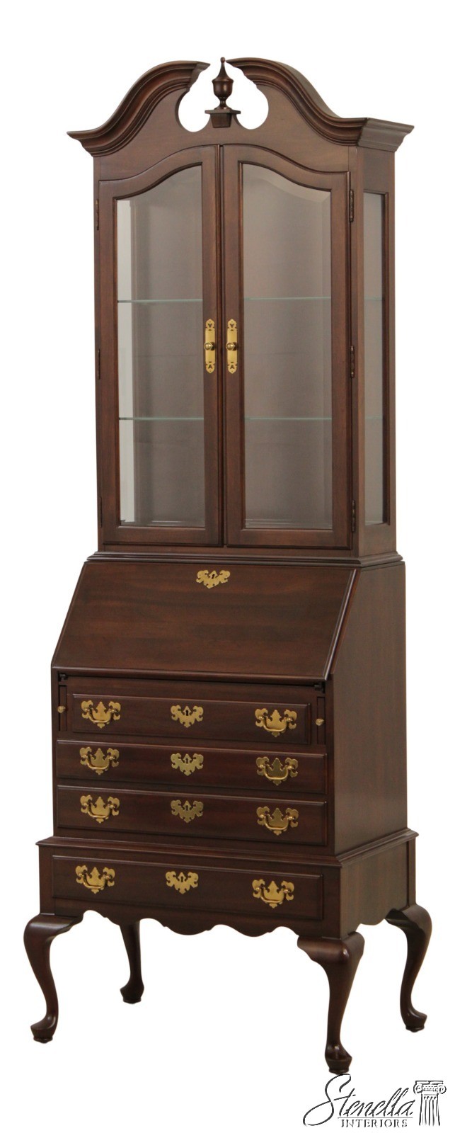 L71981: ETHAN ALLEN Cherry Georgian Court 2 Piece Secretary Desk