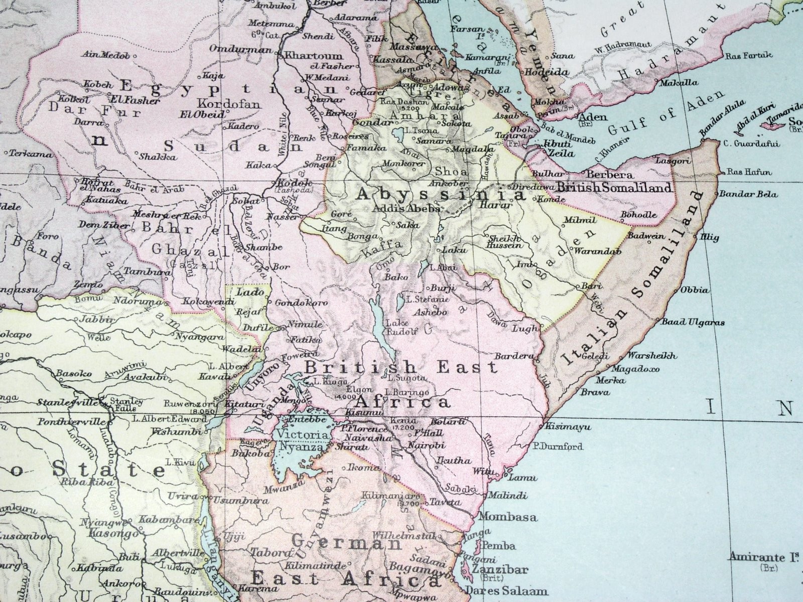 1908 ANTIQUE POLITICAL MAP OF AFRICA BRITISH FRENCH GERMAN COLONIES