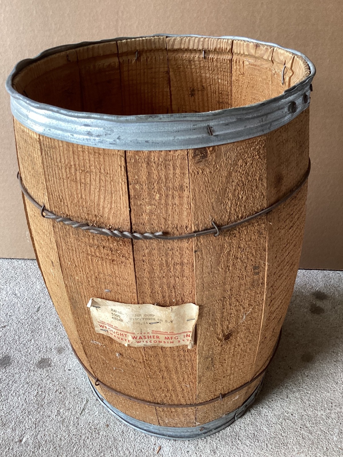 Primitive Wooden Nail Keg Barrel 18″ x 12″ General Store Farmhouse Decor