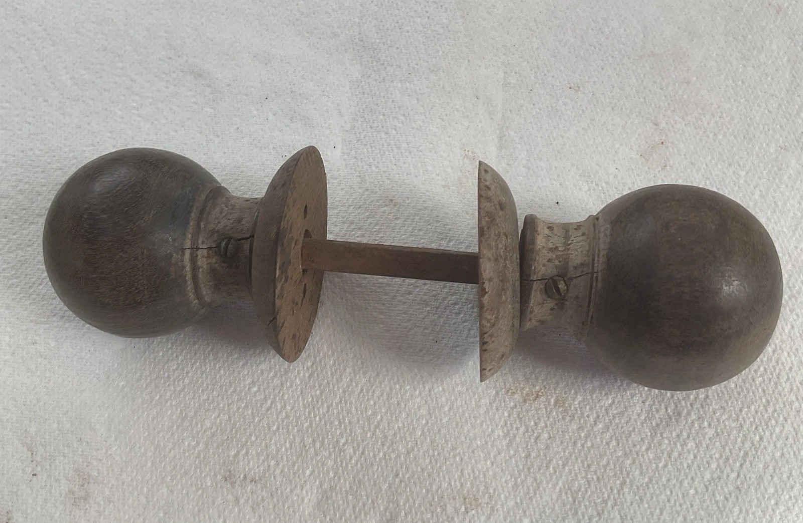 Antique Wooden Door Knob Handles Plates Wood Vintage Edwardian Reclaimed Salvage