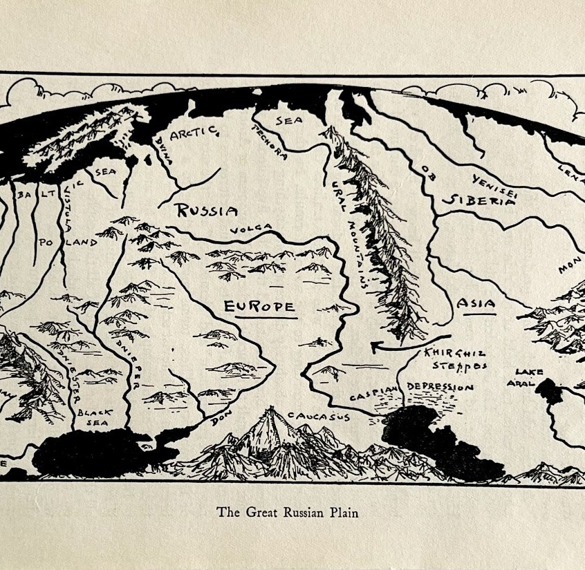 1932 Great Russian Plain Siberia Interpretive Map Print Van Loon Geography Art