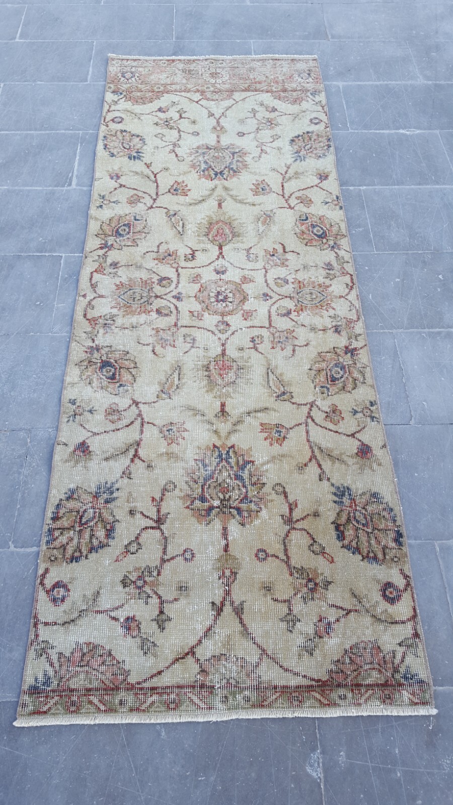 2.5×7 ft Vintage Turkish Runner Rug Wool Anatolian Handmade Hallway Oushak d