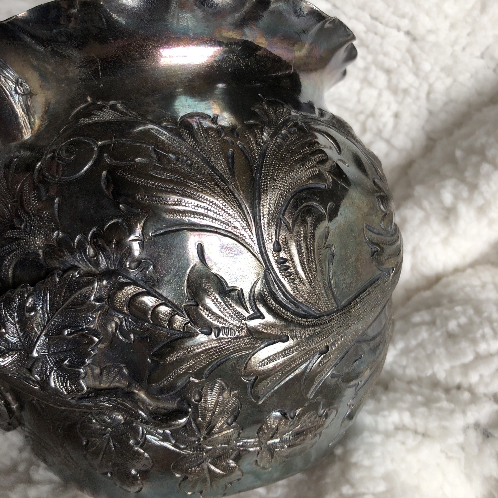 Antique Victorian William Hutton Sheffield England Rococo Bonbon Dish BEAUTIFUL!