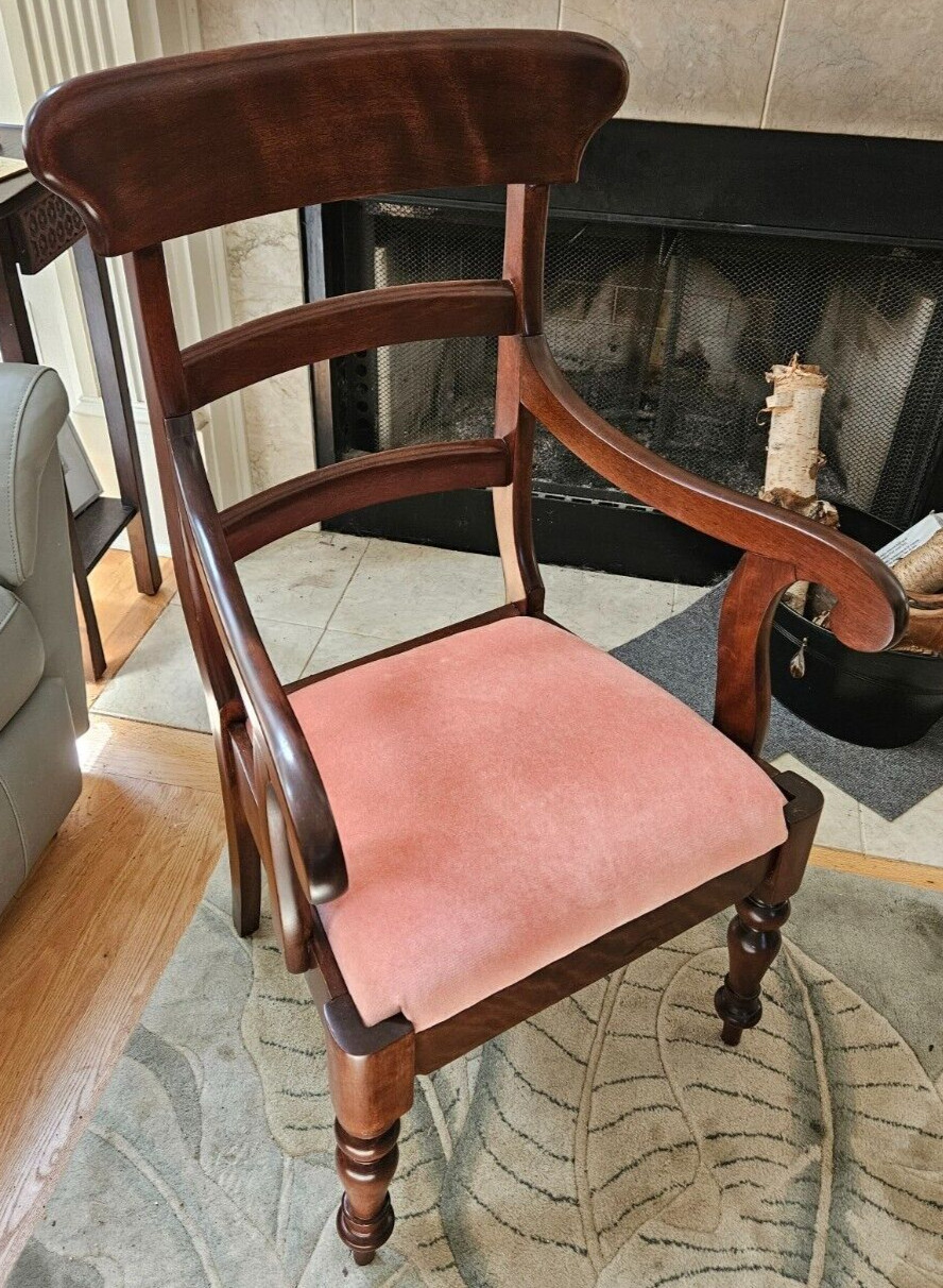 Antique William IV Mahogany High-Back Arm Chair Solid 1830s England