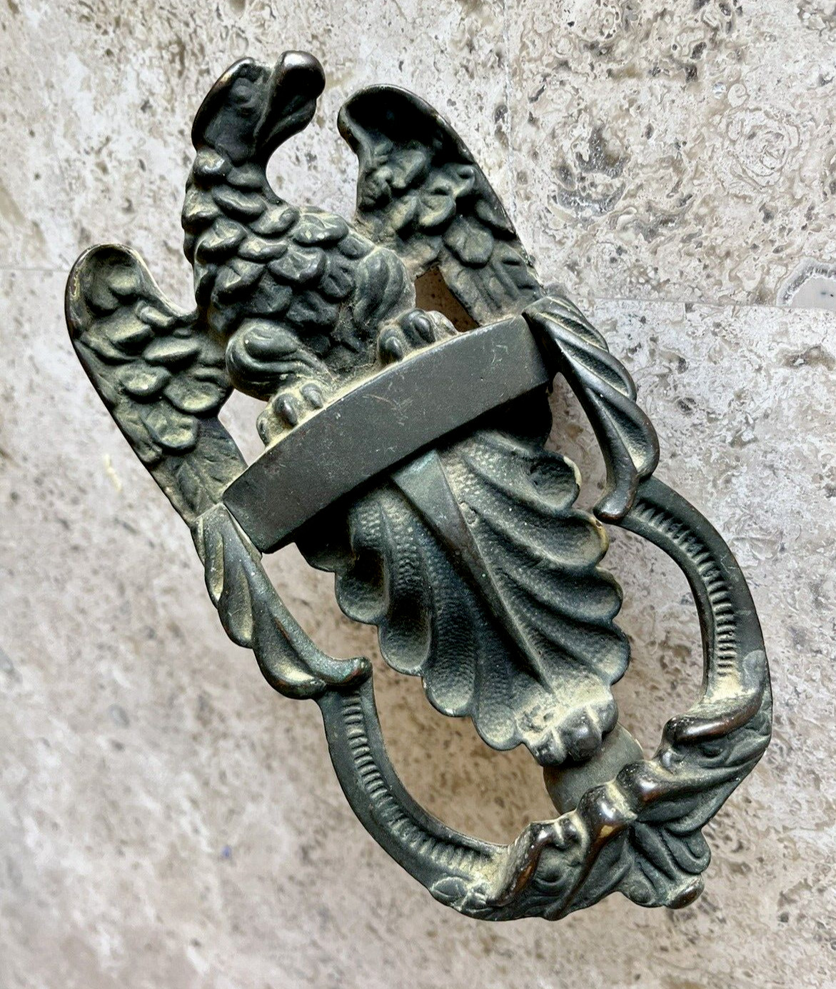 ANTIQUE 1914 BRONZE BRASS AMERICAN EAGLE ARCHITECTURAL SALVAGE DOORKNOCKER
