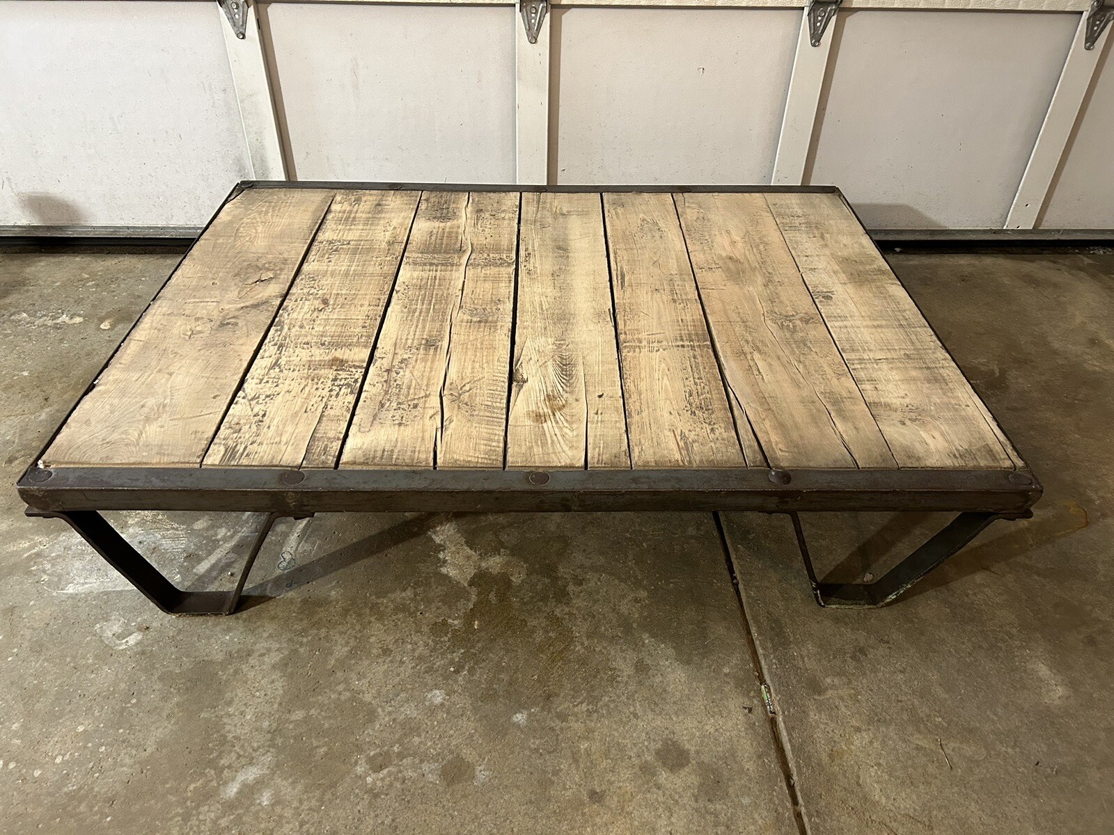 1930s Vintage Industrial Wooden Pallet Iron/Steel Rustic Frame