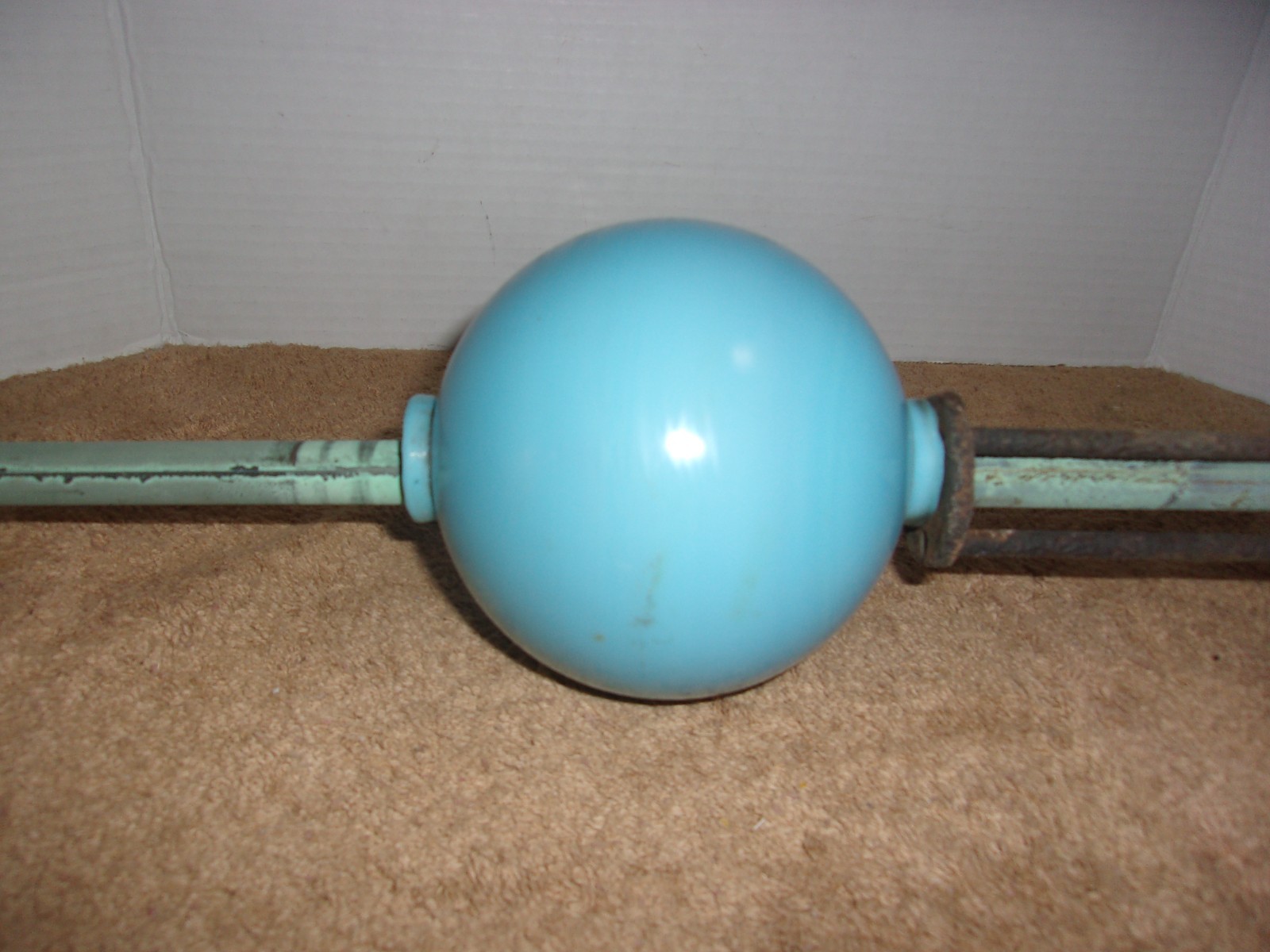 Antique 60″ Copper Lightning Rod w Glass Ball and Tri-Pod Stand