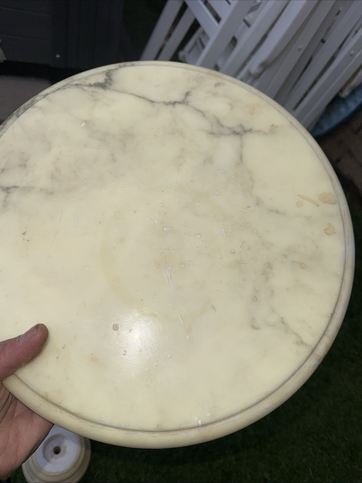 Alabaster Stone Side Table Made In Italy For Restoration. Chipped. Pickup Only