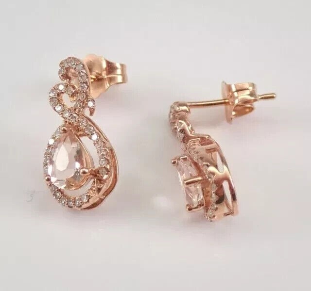 2Ct Pear Cut Simulated Morganite Women Drop/Dangle Earrings 14K Rose Gold Plated
