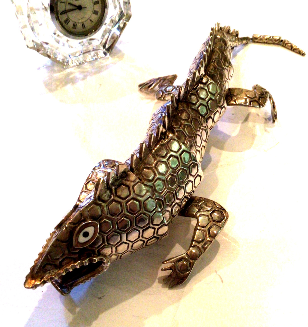 EMILIA CASTILLO LARGE IGUANA BOTTLE OPENER SILVERPLATE NEIMAN MARCUS XLNT