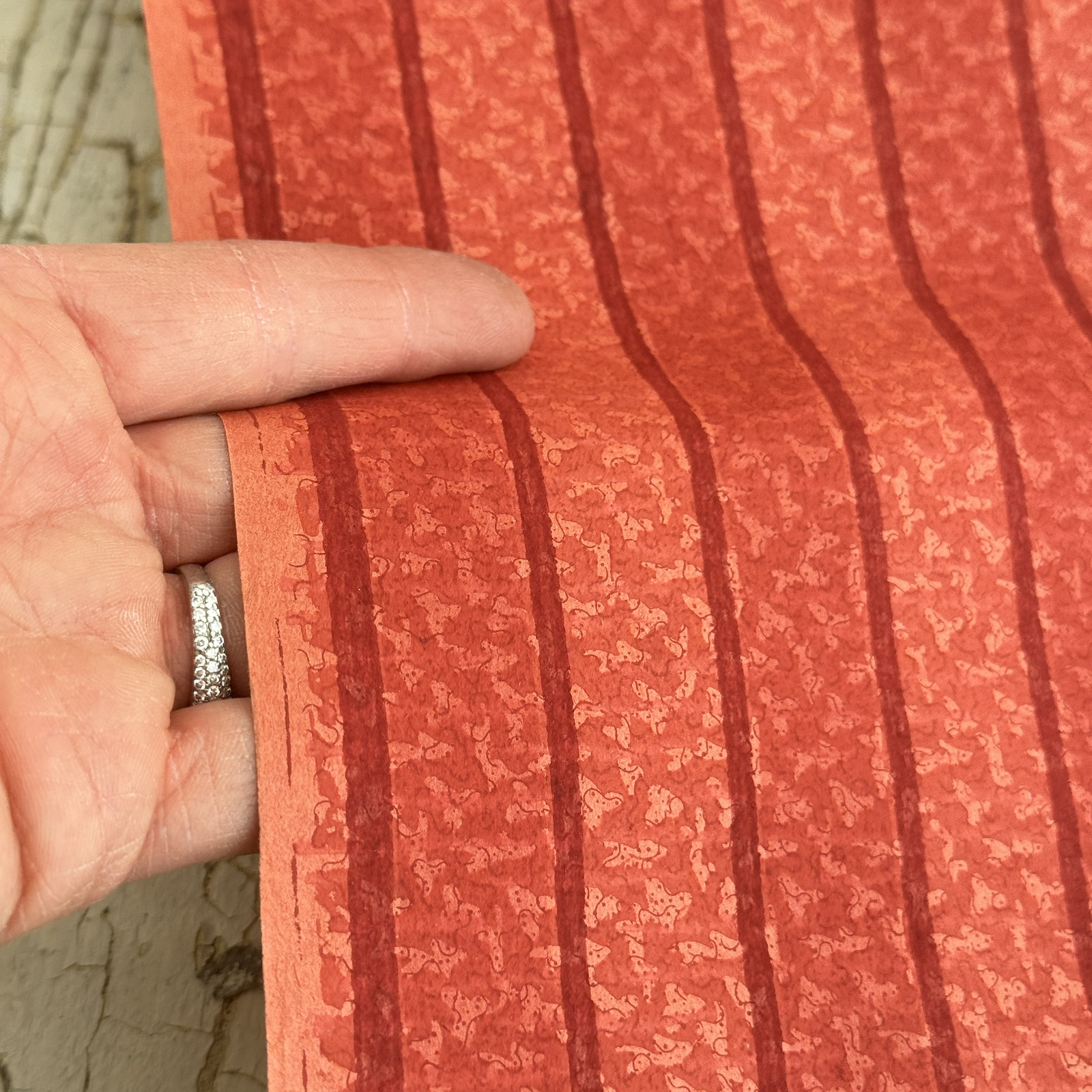4.5 YDS Red brick terracotta red 1920 Wallpaper French printed wall paper antiq