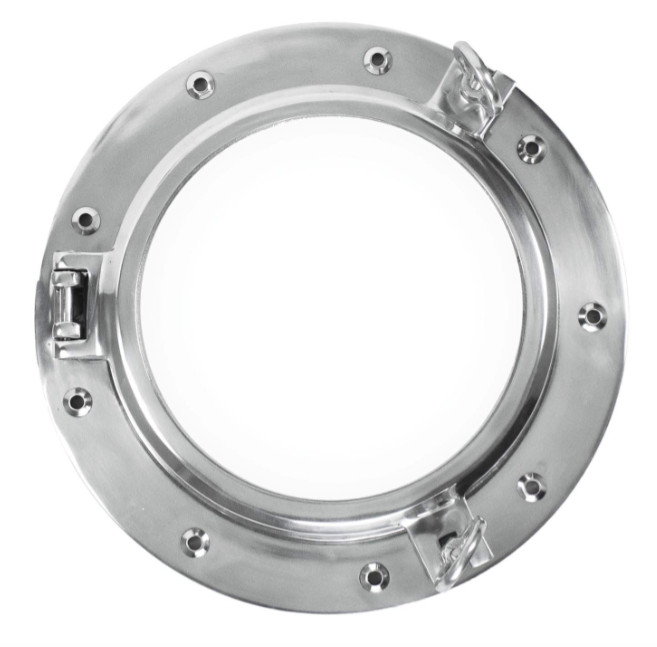 16″ Polished Aluminum metal Boat Porthole Window Ship Round Mirror Wall