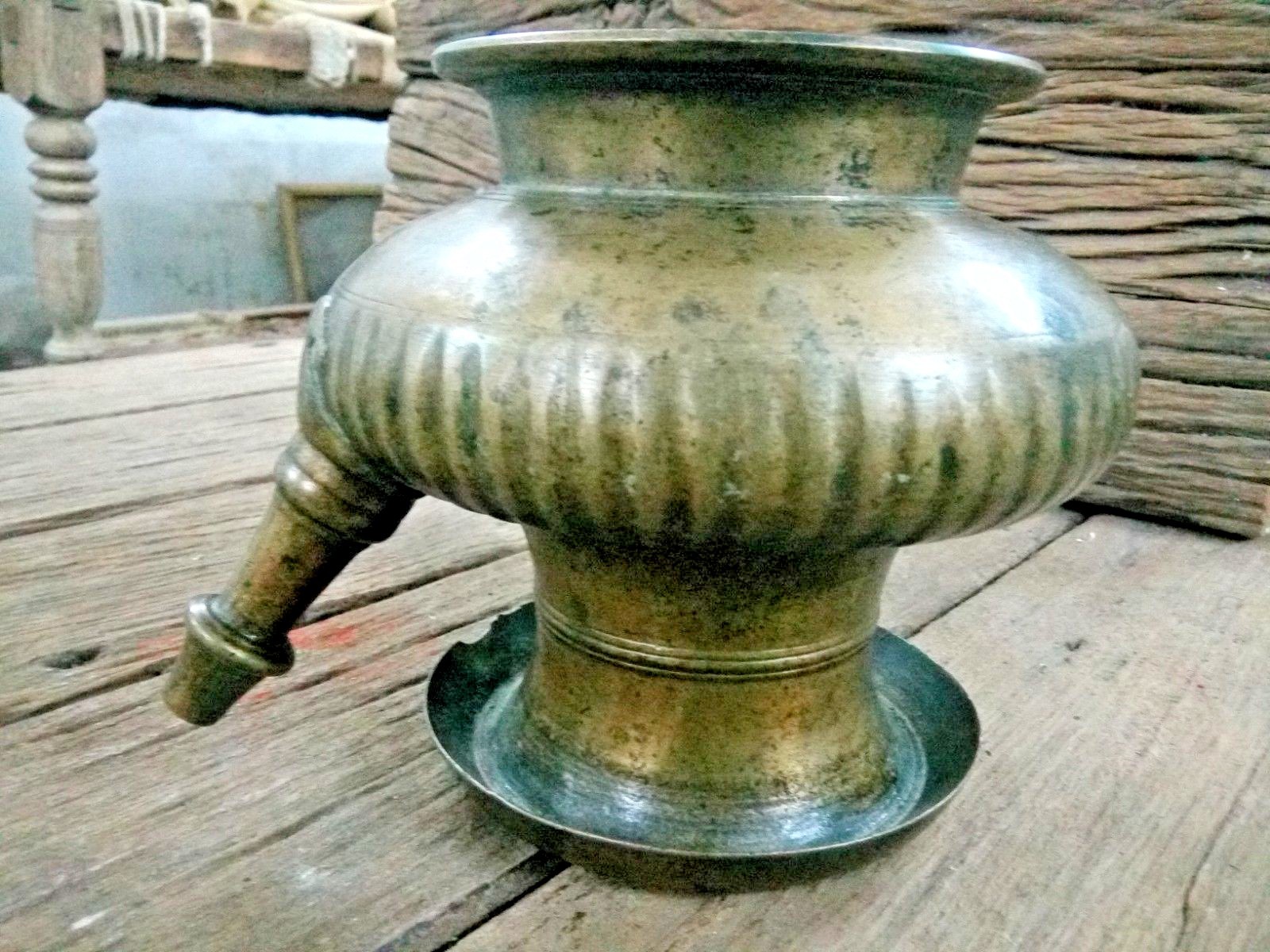 Old antique Solid Fine Brass Unique Ritual Holy Water Pot /Ewer