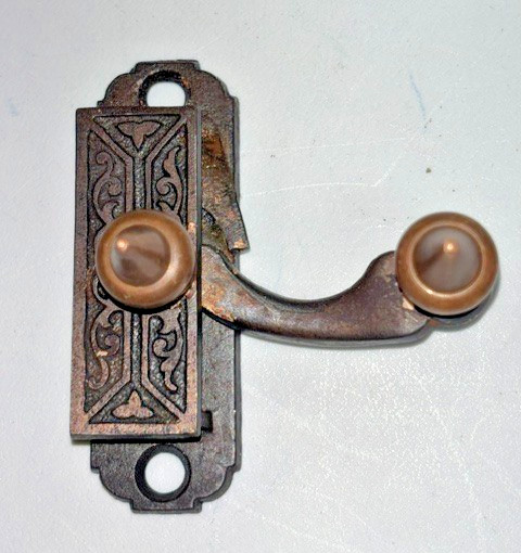 Antique Window Steeple Top Lock Sash Brass cast iron Eastlake Hardware