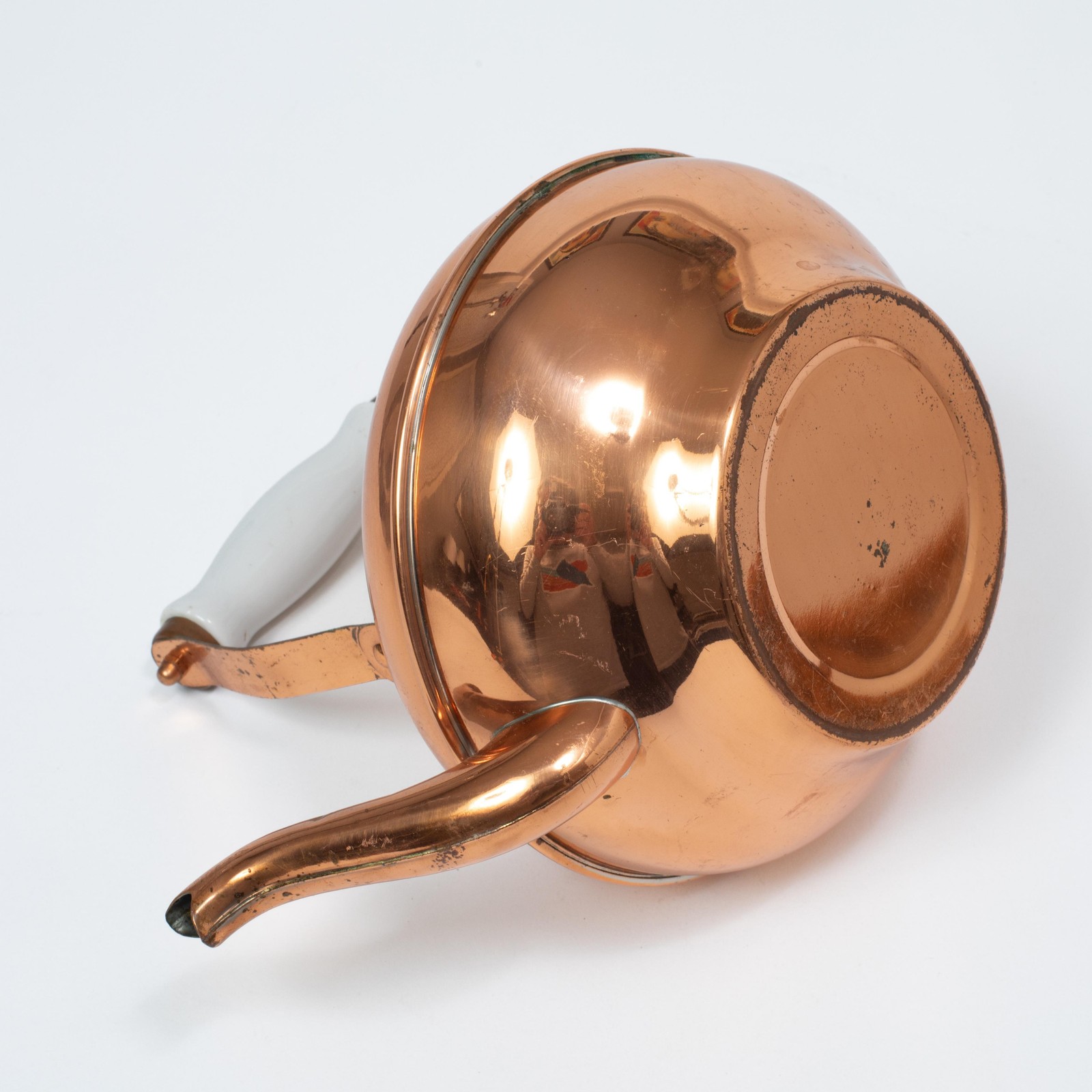 Vintage Tayee Solid Copper Teapot Ceramic Handle Spout Lid Kitchen Decor Taiwan
