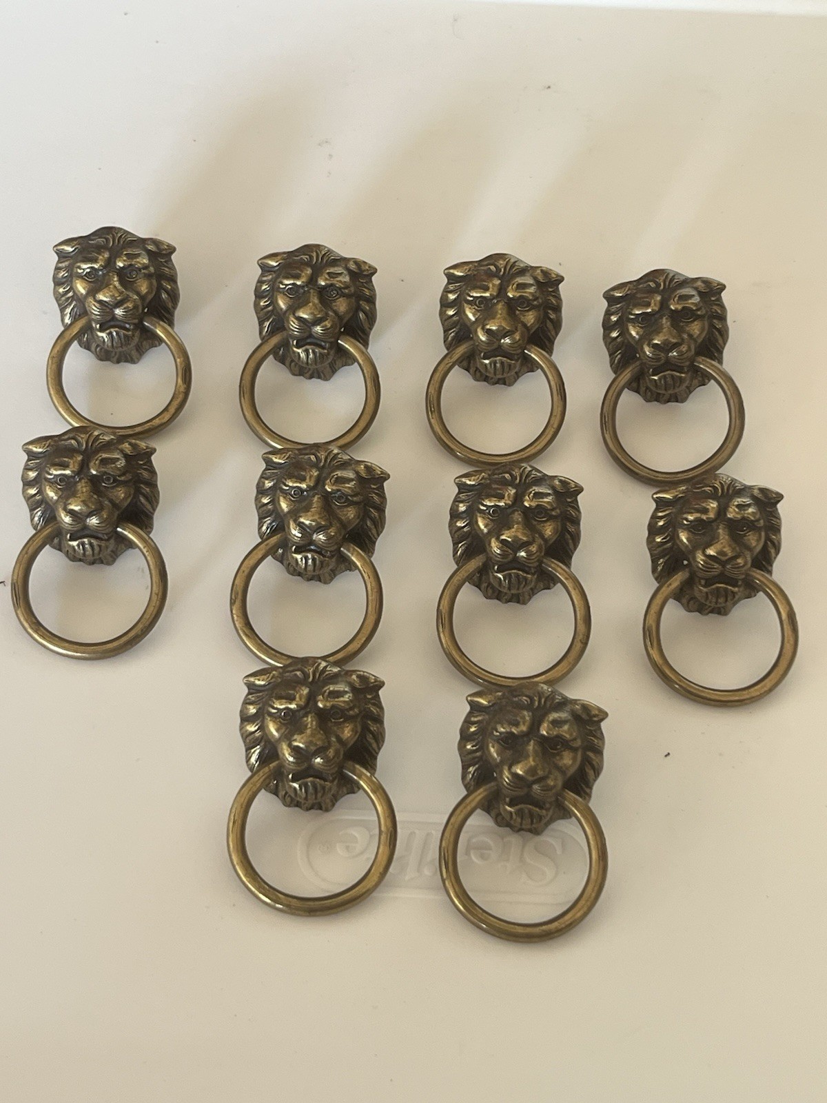 Vintage Amerock Figural Lion Head Cabinet Drawer Pull Lot Of 10 Brass