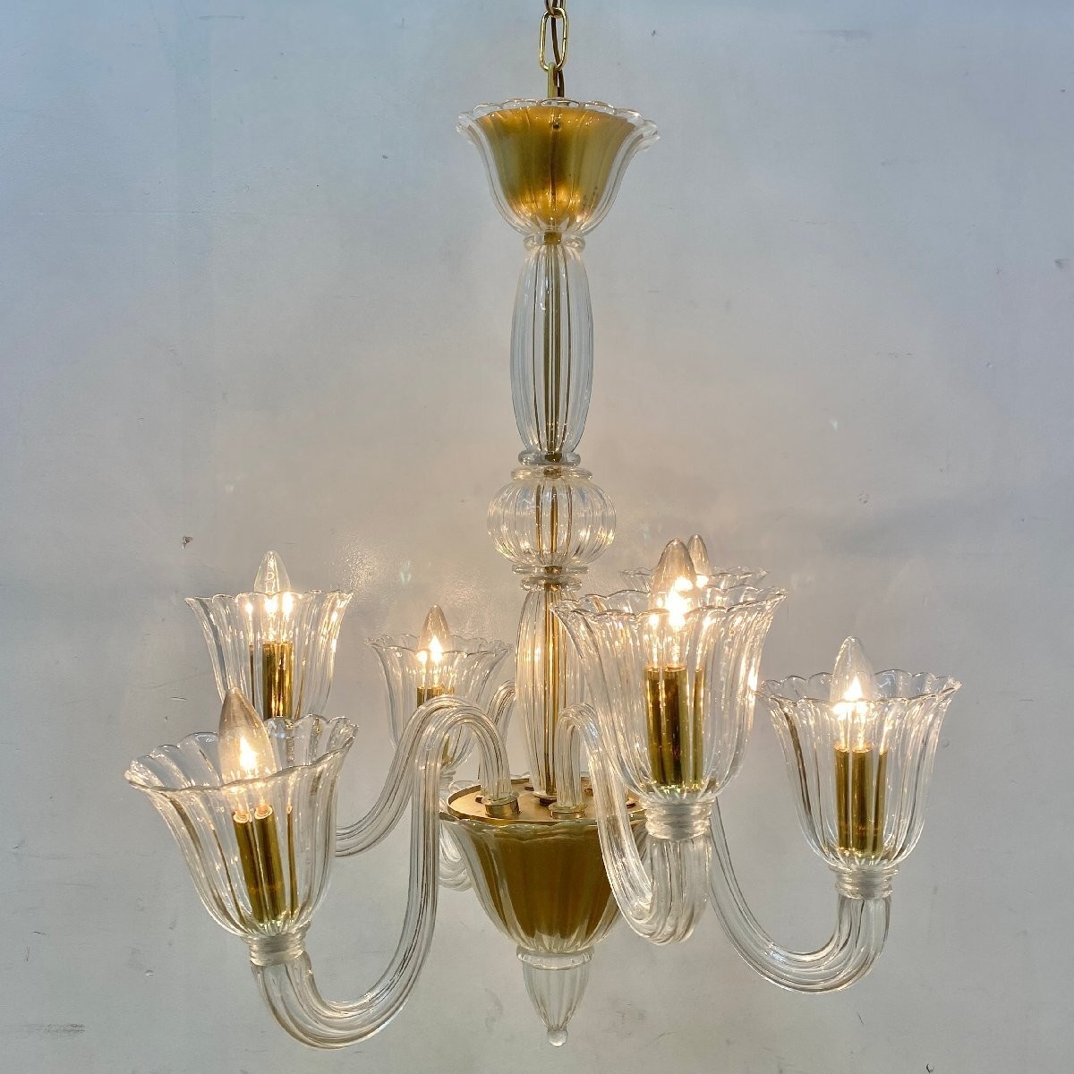 Barovier & Toso Venetian Murano Hand blown Glass Chandelier Lamp Made in Italy